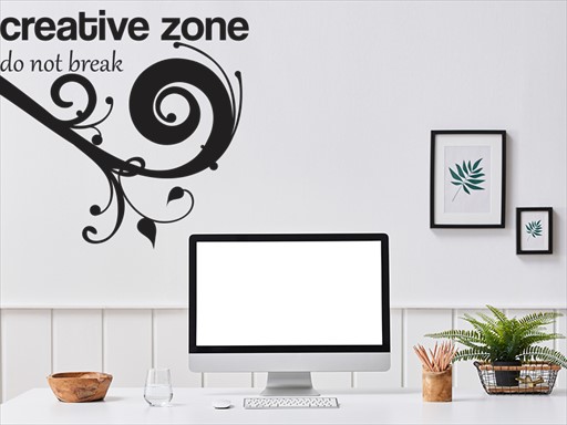Creative zone nápis samolepka na zeď, Creative zone nápis nálepky na zeď, Creative zone nápis dekorace na stěnu, Creative zone nápis samolepící dekor na stěny, Creative zone nápis samolepící tapety na zeď