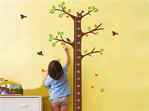 Strom s metrem samolepky na zeď, Strom s metrem nálepky na zeď, Strom s metrem dekorace na zeď, Strom s metrem samolepící nálepky na zeď