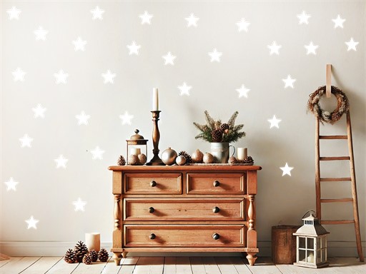 100 vánočních hvězdiček samolepky na okno, 100 vánočních hvězdiček nálepky na zeď, 100 vánočních hvězdiček dekorace na stěnu, 100 vánočních hvězdiček samolepící dekor na stěny, 100 vánočních hvězdiček samolepící tapety na okno