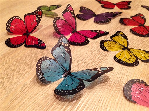 3D dekorace motýlci pestrobarevní, 3D samolepky na zeď motýli pestrobarevní, 3D nálepky na zeď motýlci pestrobarevní, 3D dekorace na stěnu motýlci pestrobarevní