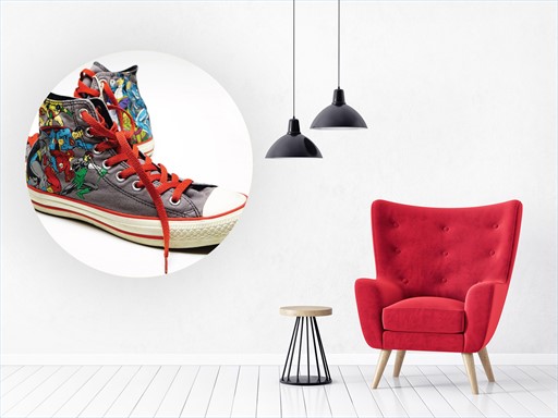 Bota Converse samolepka na zeď, Bota Converse nálepky na zeď, Bota Converse dekorace na stěnu, Bota Converse samolepící dekor na stěny, Bota Converse samolepící tapety na zeď