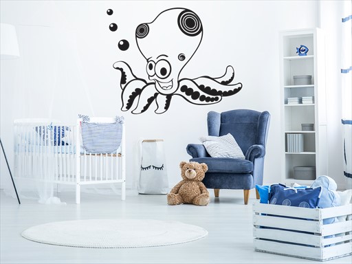 Chobotnička samolepka na zeď, Chobotnička nálepky na zeď, Chobotnička dekorace na stěnu, Chobotnička samolepící dekor na stěny, Chobotnička samolepící tapety na zeď