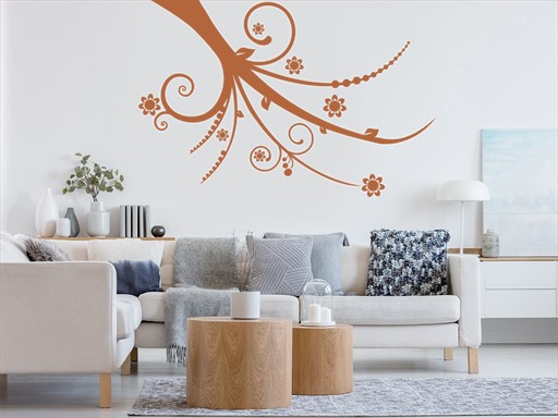 Dekor z květin samolepky na zeď, Dekor z květin dekorace na zeď, Dekor z květin samolepící dekorace na zdi, Dekor z květin nálepky na stěnu