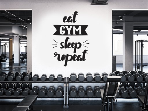 Eat gym sleep repeat nápis samolepky na zeď, Eat gym sleep repeat nálepky na zeď, Eat gym sleep repeat nápis dekorace na zeď, Eat gym sleep repeat samolepící nálepky na zeď