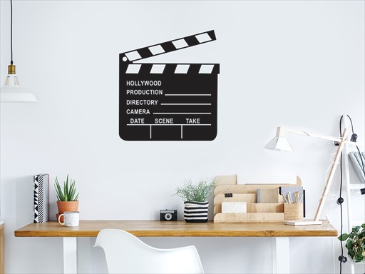 Filmová klapka samolepka na zeď, Filmová klapka nálepky na zeď, Filmová klapka dekorace na stěnu, Filmová klapka samolepící dekor na stěny, Filmová klapka samolepící tapety na zeď
