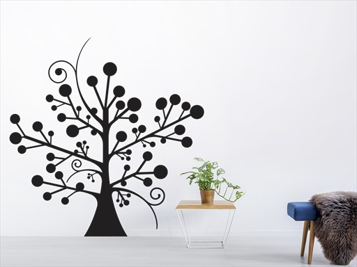 košatý strom samolepky na zeď, košatý strom dekorace na zeď, košatý strom samolepící dekorace na zdi, košatý strom nálepky na stěnu