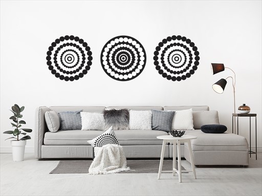 Kruhy z kroužků samolepky na zeď, Kruhy z kroužků nálepky na stěnu, Kruhy z kroužků dekorace na zdi, Kruhy z kroužků tapety na zdi