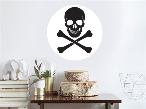 lebka a hnáty samolepky na zeď, lebka nálepky na stěnu, lebka samolepící folie na zeď