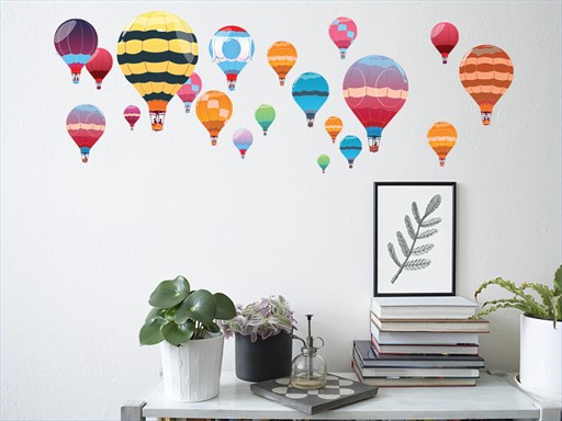 Létající balóny samolepky na zeď, Létající balóny nálepky na zeď, Létající balóny dekorace na zeď, Létající balóny samolepící nálepky na zeď