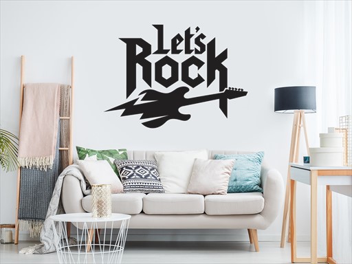 Lets Rock samolepka na zeď, Lets Rock nálepky na zeď, Lets Rock dekorace na stěnu, Lets Rock samolepící dekor na stěny, Lets Rock samolepící tapety na zeď