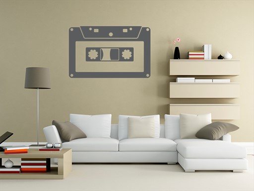 Magnetofonová kazeta samolepka na zeď, magneťák kazeta samolepka na stěnu, magnetofonová kazeta nálepka na stěnu, kazeta nálepka na zeď