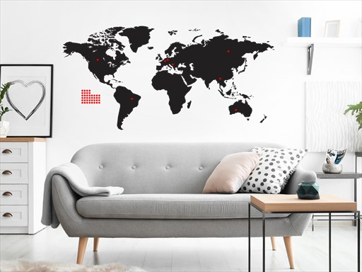 Mapa světa samolepka na zeď, Mapa světa nálepky na zeď, Mapa světa dekorace na stěnu, Mapa světa samolepící dekor na stěny, Mapa světa samolepící tapety na zeď