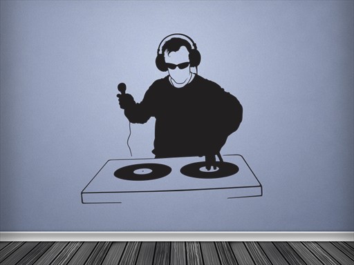 Mixující DJ samolepky na zeď, Mixující DJ nálepky na zeď, Mixující DJ dekorace na zeď, Mixující DJ samolepící nálepky na zeď
