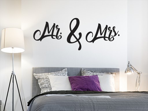 Mr. and Mrs. nápisy samolepky na zeď, Mr. and Mrs. nápisy nálepky na stěnu, Mr. and Mrs. nápisy dekorace na zdi, Mr. and Mrs. nápisy tapety na zdi