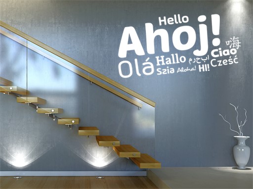 Nápis Ahoj samolepky na zeď, Nápis Ahoj nálepky na stěnu, Nápis Ahoj dekorace na zdi, Nápis Ahoj tapety na zdi