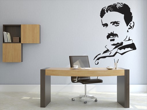 Nikola Tesla samolepka na zeď, Nikola Tesla nálepky na zeď, Nikola Tesla dekorace na stěnu, Nikola Tesla samolepící dekor na stěny, Nikola Tesla samolepící tapety na zeď