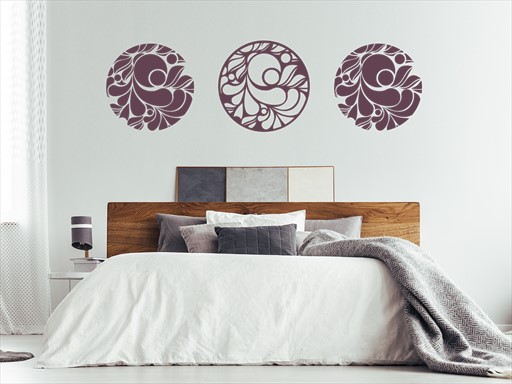 Okrasné kruhy samolepky na zeď, Okrasné kruhy nálepky na stěnu, Okrasné kruhy dekorace na zdi, Okrasné kruhy tapety na zdi