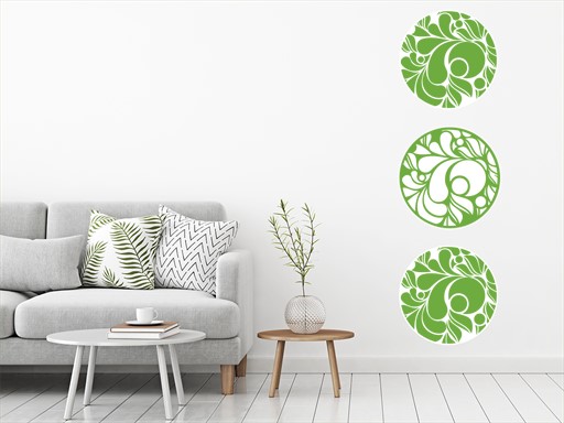 Okrasné kruhy samolepky na zeď, Okrasné kruhy nálepky na stěnu, Okrasné kruhy dekorace na zdi, Okrasné kruhy tapety na zdi