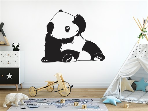 Panda samolepka na zeď, Panda nálepky na zeď, Panda dekorace na stěnu, Panda samolepící dekor na stěny, Panda samolepící tapety na zeď