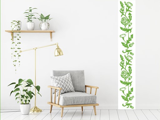 Pruh z rostlin samolepka na zeď, Pruh z rostlin nálepky na zeď, Pruh z rostlin dekorace na stěnu, Pruh z rostlin samolepící dekor na stěny, Pruh z rostlin samolepící tapety na zeď