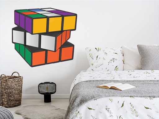 Rubikova kostka samolepka na zeď, rubikova kostka nálepka na stěnu, rubikova kostka dekorace na zeď, rubikova kostka nálepka na zdi, rubikova kostka samolepící dekorace