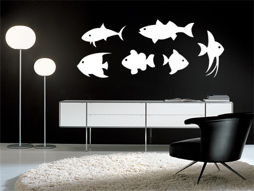 ryby samolepky na zeď, ryby dekorace na zeď, ryby nálepky na stěnu, ryby samolepící dekory na stěny