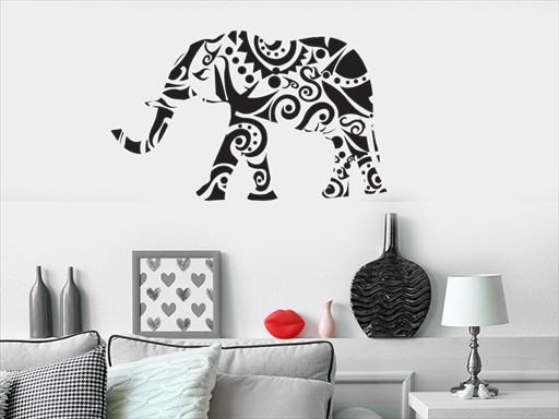 Slon samolepka na zeď, Slon nálepky na zeď, Slon dekorace na stěnu, Slon samolepící dekor na stěny, Slon samolepící tapety na zeď