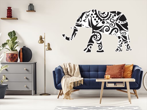 Dekorativní slon samolepka na zeď, Dekorativní slon nálepky na zeď, Dekorativní slon dekorace na stěnu, Dekorativní slon samolepící dekor na stěny, Dekorativní slon samolepící tapety na zeď