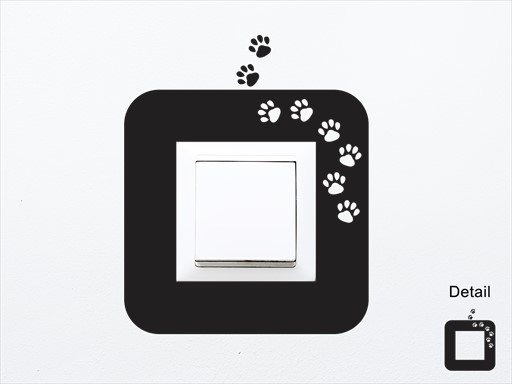 Stopy psa na vypínač samolepky na zeď, Stopy psa na vypínač nálepky na zeď, Stopy psa na vypínač dekorace na zeď, Stopy psa na vypínač samolepící nálepky na zeď