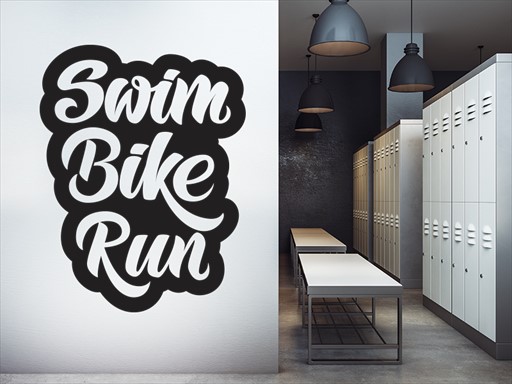 Swim Bike Run samolepky na zeď, Swim Bike Run dekorace na zeď, Swim Bike Run samolepící dekorace na zdi, Swim Bike Run nálepky na stěnu