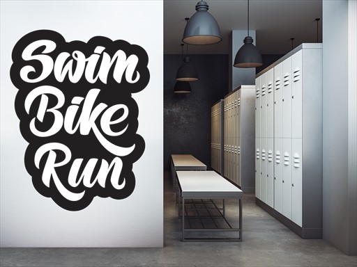 Swim Bike Run samolepky na zeď, Swim Bike Run dekorace na zeď, Swim Bike Run samolepící dekorace na zdi, Swim Bike Run nálepky na stěnu