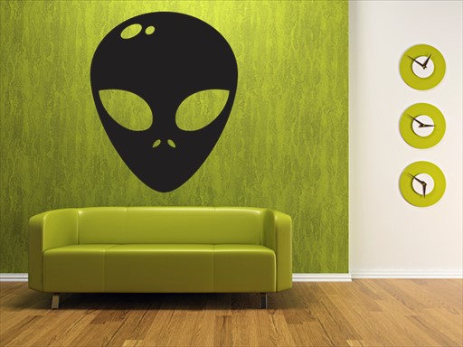 Ufo tvář samolepka na zeď, Ufo tvář nálepky na zeď, Ufo tvář samolepící dekorace na stěnu, ufo tvář samolepící dekor na zdi