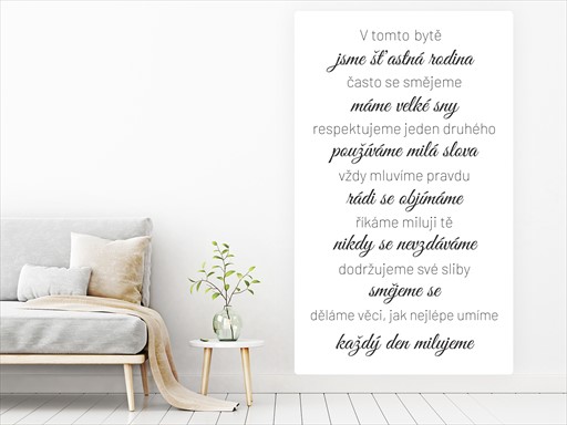 V tomto bytě nápis samolepky na zeď, V tomto bytě nápis nálepky na zeď, V tomto bytě nápis dekorace na zeď, V tomto bytě nápis samolepící nálepky na zeď