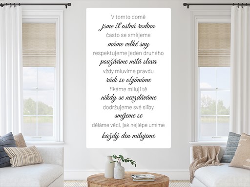 V tomto domě nápis samolepky na zeď, V tomto domě nápis nálepky na zeď, V tomto domě nápis dekorace na zeď, V tomto domě nápis samolepící nálepky na zeď