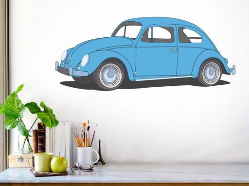 Volkswagen Beetle samolepky na zeď, Volkswagen Beetle dekorace na zeď, Volkswagen Beetle samolepící dekorace na zdi, Volkswagen Beetle nálepky na stěnu