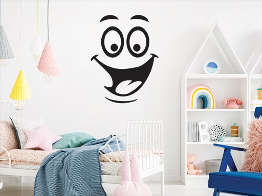 Vysmátý obličej samolepky na zeď, Vysmátý obličej nálepky na zeď, Vysmátý obličej dekorace na zeď, Vysmátý obličej samolepící nálepky na zeď