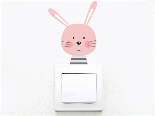 Zajíček na vypínač samolepky na zeď, Zajíček na vypínač nálepky na zeď, Zajíček na vypínač dekorace na zeď, Zajíček na vypínač samolepící nálepky na zeď