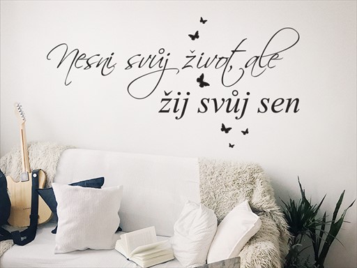 Žij svůj sen nápis samolepky na zeď, Žij svůj sen nápis nálepky na zeď, Žij svůj sen nápis dekorace na zeď, Žij svůj sen nápis samolepící nálepky na zeď