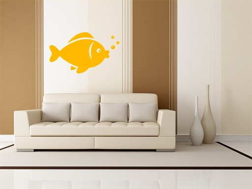Zlatá rybka samolepky na zeď, Zlatá rybka nálepky na zeď, Zlatá rybka dekorace na zeď, Zlatá rybka samolepící nálepky na zeď
