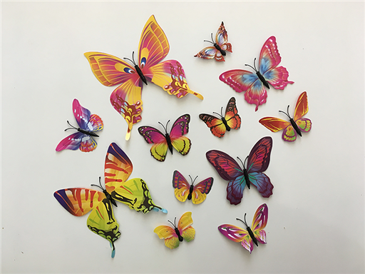 3D dekorace motýlci barevní, 3D samolepky na zeď motýli barevní, 3D nálepky na zeď motýli barevní, 3D dekorace na stěnu motýlci barevní