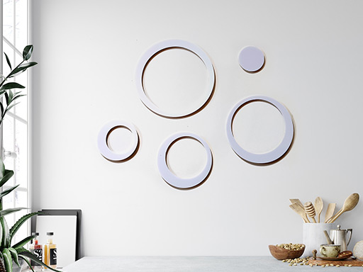 3D dekorace na zeď kruhy bílé, 3D samolepky na zeď kruhy bílé, 3D nálepky na zeď kruhy bílé, 3D dekorace na stěnu kruhy bílé