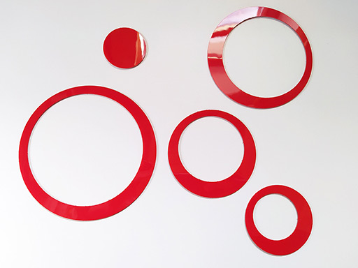 3D dekorace na zeď kruhy červená, 3D samolepky na zeď kruhy červené, 3D nálepky na zeď kruhy červené, 3D dekorace na stěnu kruhy červená
