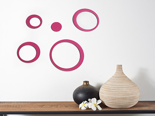 3D dekorace na zeď kruhy růžové 5 ks, 3D samolepky na zeď kruhy růžová 5 ks, 3D nálepky na zeď kruhy růžová 5 ks, 3D dekorace na stěnu kruhy růžová 5 ks