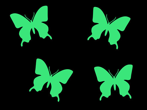 motýli svítící, samolepky na zeď motýli svítící, nálepky na zeď motýlci luminiscenční, dekorace na stěnu motýlci svítící