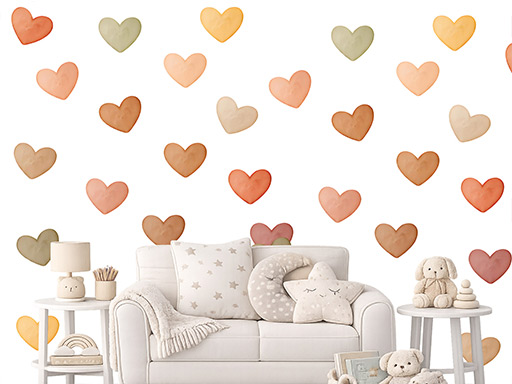 Akvarelová srdce boho 50 ks