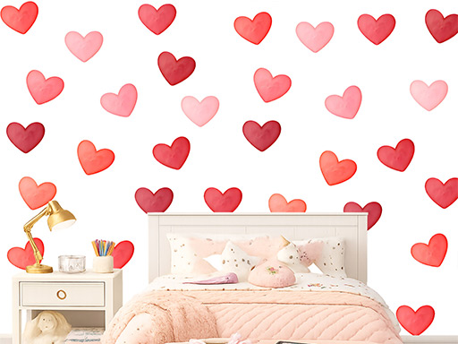 Akvarelová srdce červená 50 ks