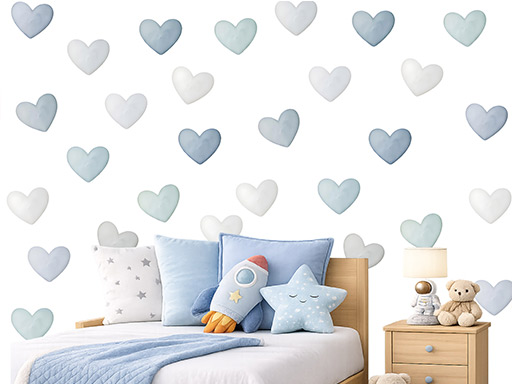 Akvarelová srdce nordic 50 ks