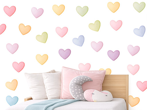 Akvarelová srdce pastelová 50 ks