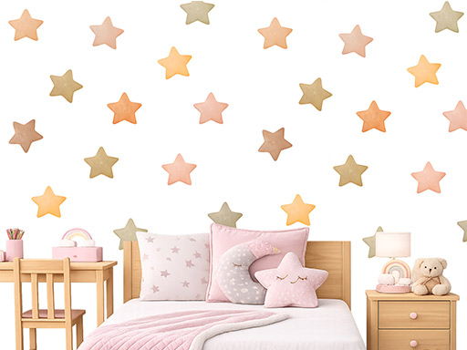 Akvarelové hvězdy boho 50ks