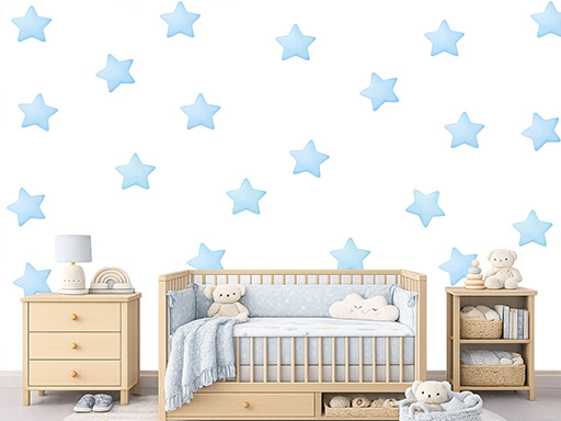 Akvarelové hvězdy světle modré 50 ks